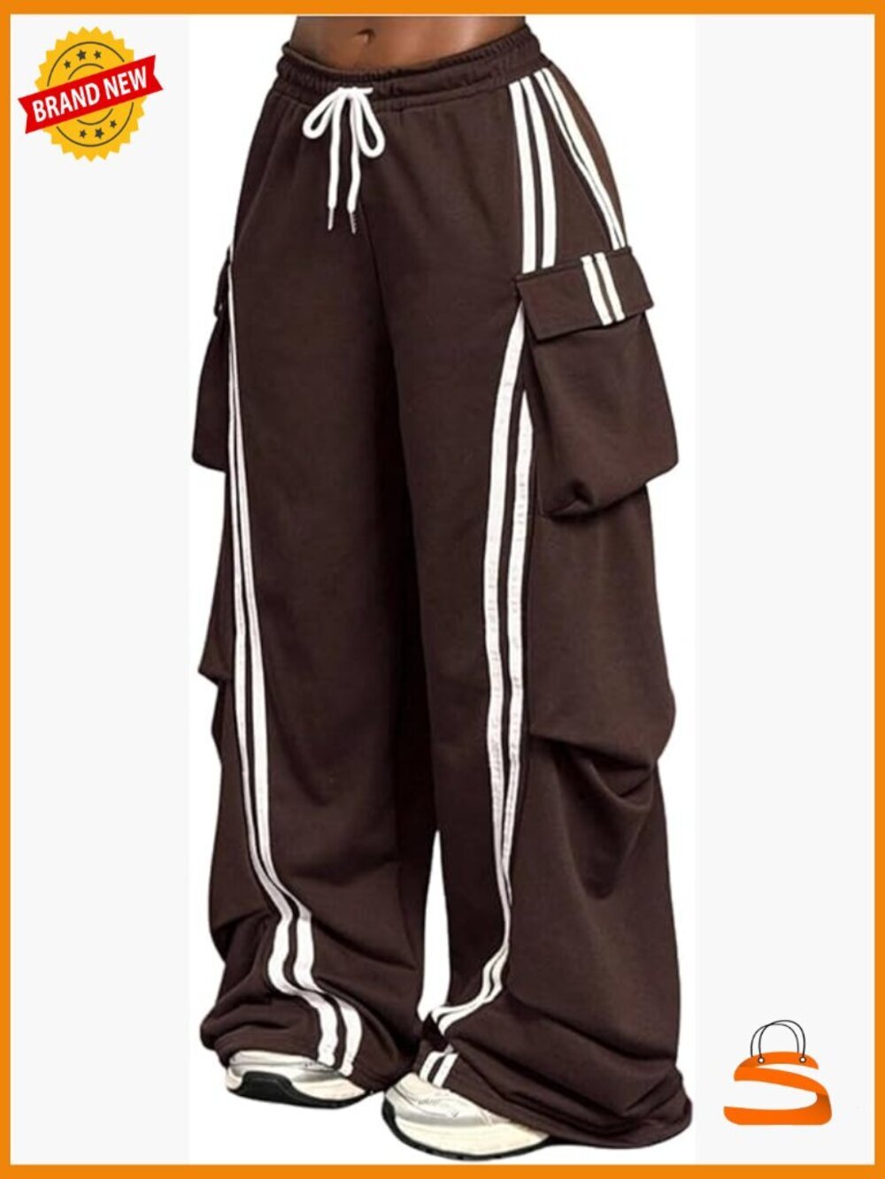 Women's Cargo Parachute Sweatpants Wide Leg Baggy Y2K Streetwear